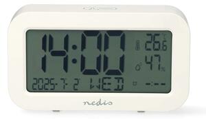 Nedis CLDK2005WT - Digitální hodiny s budíkem, teploměrem a vlhkoměrem 2xAA bílá