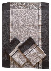  Sada tří bavlněných žakárový utěrek - extra savé se vzorem ornamentů laděné do šedé barvy. Rozměr utěrek je 3x 50x70 cm