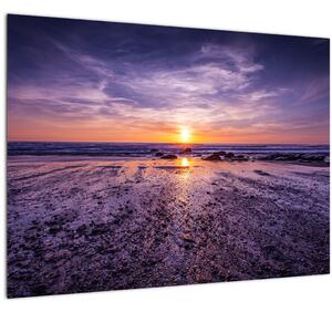 Skleněný obraz pláže - západ slunce (70x50 cm)