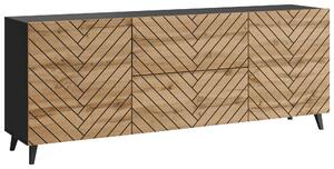 NÍZKÁ KOMODA, černá, 180/69,4/39 cm Livetastic - Černé komody, Online Only
