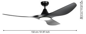 Eglo 35114 - LED Stropní ventilátor PORTSEA LED/20W/230V pr.132cm černá + DO