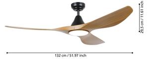 Eglo 35113 - LED Stropní ventilátor PORTSEA LED/19W/230V pr.132cm hnědá + DO