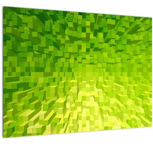 Skleněný obraz žlutozelených kostiček (70x50 cm)