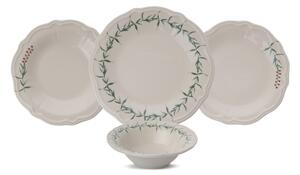 Jídelní sada 24 ks bílá/zelená/porcelán