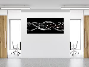 Obraz skleněný abstraktní černo šedá vlna - 30 x 40 cm