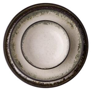 Jídelní sada 24 ks bílá/hnědá/porcelán