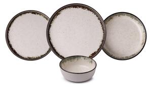Jídelní sada 24 ks bílá/hnědá/porcelán