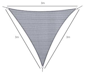 Stínící plachta trojúhelník, 3 x 3 x 3 m, šedá