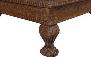 Starý stolek, ručně vyřezávané nohy a deska, 55x55x22cm