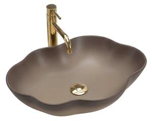 REA-U0629 - Umyvadlo na desku PEARL 38x50,5 cm keramika/hnědá