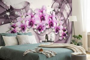 Tapeta fialové květiny na abstraktním pozadí