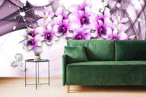Tapeta fialové květiny na abstraktním pozadí
