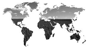 Tapeta mapa světa v černobílém