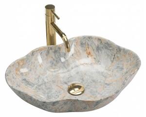 REA-U0620 - Umyvadlo na desku PEARL 38x50,5 cm keramika/šedá/béž./imitace kamene