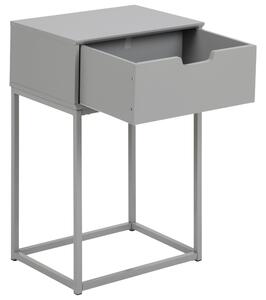 Scandi Šedý lakovaný noční stolek Marika 40 x 30 cm s kovovou podnoží