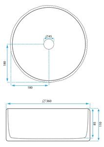 REA-U0601 - Umyvadlo na desku DELIA 36 cm lesklá bílá/imitace kamene