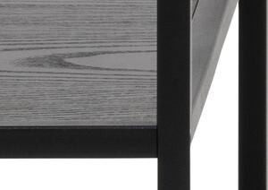 Scandi Černý jasanový pracovní stůl s policemi Darila 130 x 60 cm
