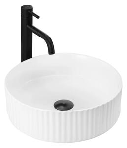 REA-U0601 - Umyvadlo na desku DELIA 36 cm lesklá bílá/imitace kamene
