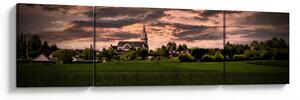 Obraz krajiny s kostelem (170x50 cm)