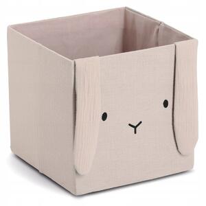 MUŠELÍNOVÝ ÚLOŽNÝ BOX NA HRAČKY KRÁLÍK S UŠIMA 28x28x28 CM BÉŽOVÝ