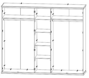 SKŘÍŇ S OTOČNÝMI DVEŘMI, tmavě šedá, dub artisan, 255/209/60 cm Hom`in - Šatní skříně