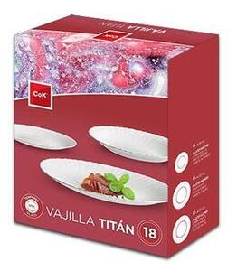 TORO Sada jídelních talířů "Titan", opálové sklo, 18 ks