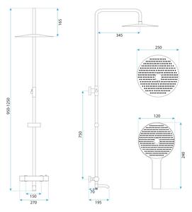 REA-P5960 - Sprchová sada s termostatickou baterií LUNGO DIAMOND zlatá