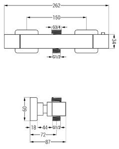 Mexen CUBE termostatická baterie s horním připojením 3/4" pro srpchový sloup, černá, 77250-70