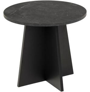 Scandi Černý odkládací stolek Karola 50 cm s mramorovým dekorem