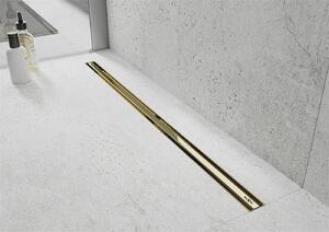 Mexen Flat nerezový sprchový žlab s rotačním 360° sifonem 60 cm, vzor SLIM, zlatá, 1541060