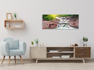 Obraz skleněný les a řeka - 30 x 60 cm