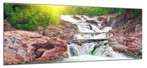 Obraz skleněný les a řeka - 60 x 90 cm