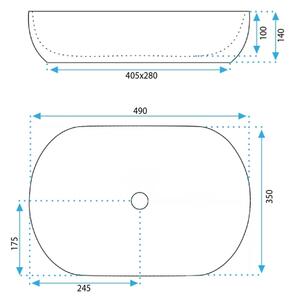 REA-U6022 - Umyvadlo na desku LISA 35x49 cm keramika/lesklá bílá