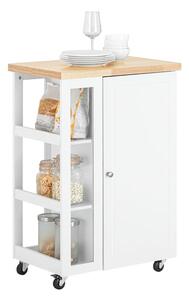 SoBuy FKW75-WN Kuchyňský vozík Servírovací vozík Boční vozík Bílá-přírodní 60x90x40cm