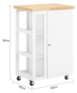 SoBuy FKW75-WN Kuchyňský vozík Servírovací vozík Boční vozík Bílá-přírodní 60x90x40cm