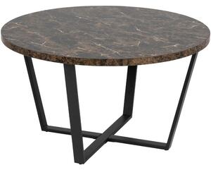 Scandi Hnědý konferenční stolek s mramorovým dekorem Calvin 77 cm