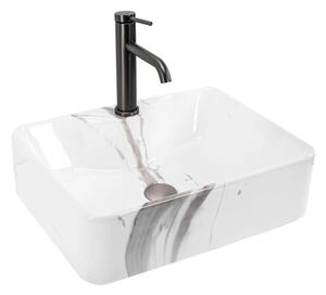 REA-U5052 - Umyvadlo na desku KELLY 38x49 cm keramika/bílá/dekor mramoru