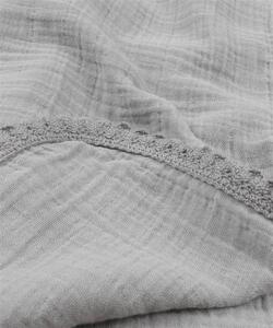 Mušelínová plena vícevrstvá s krajkou, 100x100 cm, šedá