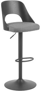 Scandi Černá kovová barová židle s šedým sedákem Marianne 62-84 cm
