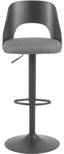 Scandi Černá kovová barová židle s šedým sedákem Marianne 62-84 cm