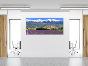 Obraz skleněný levandulové pole pod horami - 30 x 60 cm