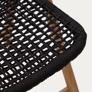 Dřevěná zahradní skládací židle Kave Home Dandara s černým výpletem