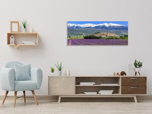 Obraz skleněný levandulové pole pod horami - 100 x 150 cm