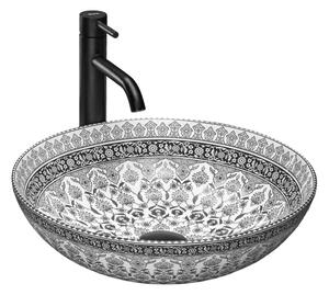 REA-U8002 - Umyvadlo na desku ARTE 40 cm keramika/bílá/černá