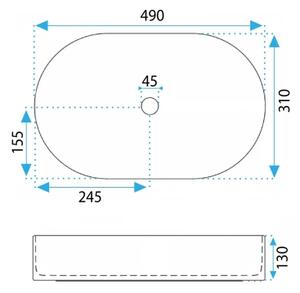 REA-U0603 - Umyvadlo na desku VANDA 31x49 cm keramika/lesklá bílá