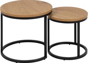 Scandi Set dvou dubových odkládacích stolků s kovovou podnoží Madira 35x35/45x45 cm