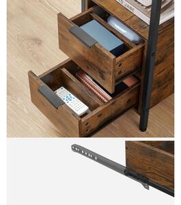 Odkládací stolek s vestavěnými zásuvkami a USB porty ROD 65x35 cm hnědá/černá
