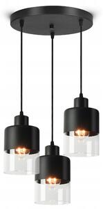 Závěsné Stropní Svítidlo Lustr Dual Glass 568-EZ3 LED E27 Černá Edice