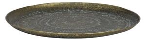 Bronzovo-zelený antik kovový podnos se vzorem Mele - Ø48*1,5 cm