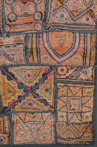 Unikátní tapiserie z Rajastanu, barevná, ruční vyšívání, 143x94cm (0A)